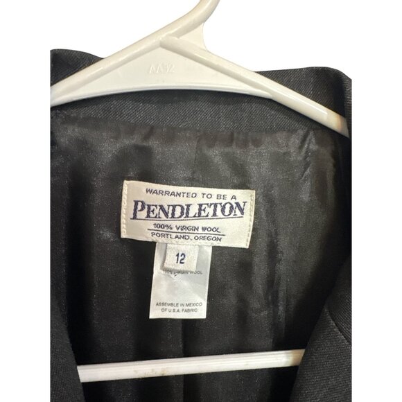 Pendleton Womens Virgin Wool Gray Blazer Jacket Size 12 - Picture 2 of 5